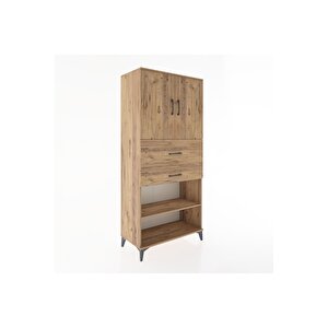 Hyperion Dolap 4 Raflı 2 Çekmeceli 2 Kapaklı 88x44x195 Çam-çam