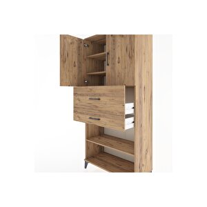 Hyperion Dolap 4 Raflı 2 Çekmeceli 2 Kapaklı 88x44x195 Çam-çam