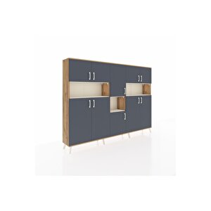 Arges Dolap 14 Raflı 10 Kapaklı 220x30x163 Çam-antrasit/aytaşı