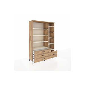 Hyperion Dolap 9 Raflı 4 Çekmeceli  132x44x195 Çam-aytaşı/çam