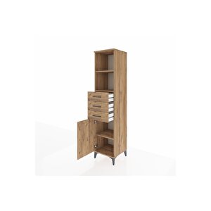 Hyperion Dolap 3 Raflı 3 Çekmeceli Tek Kapaklı 44x44x195 Çam-çam