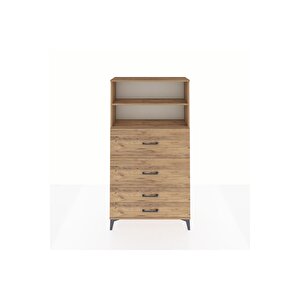 Arges Dolap 2 Raflı 4 Çekmeceli 88x30x163 Çam-çam