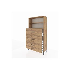 Arges Dolap 2 Raflı 4 Çekmeceli 88x30x163 Çam-çam
