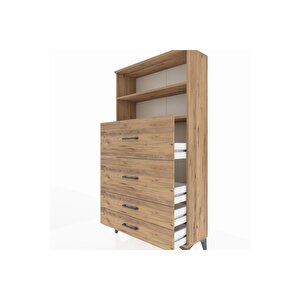 Arges Dolap 2 Raflı 4 Çekmeceli 88x30x163 Çam-çam