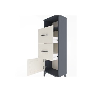 Arges Dolap Tek Raflı 2 Çekmeceli Tek Kapaklı 44x30x134 Antrasit-aytaşı