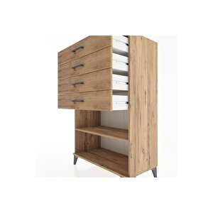 Hyperion Dolap Tek Raflı 4 Çekmeceli 88x44x134 Çam-çam