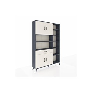 Arges Gardrop 10 Raflı Tek Çekmeceli 4 Kapaklı 132x30x195 Antrasit-aytaşı