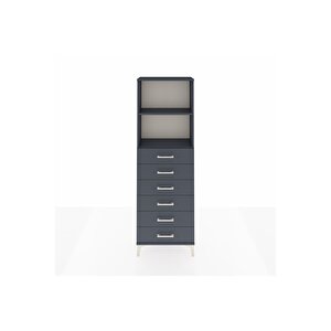 Arges Dolap 2 Raflı 6 Çekmeceli 60x30x182 Antrasit-antrasit