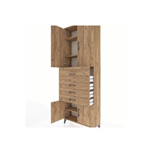 Arges Dolap 4 Raflı 4 Çekmeceli 4 Kapaklı 88x30x243 Çam-çam