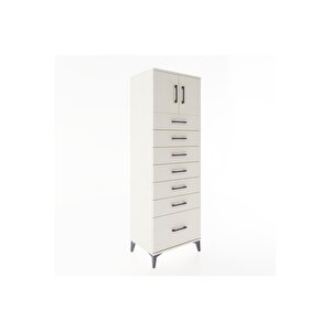 Hyperion Dolap Tek Raflı 7 Çekmeceli 2 Kapaklı 60x44x182 Aytaşı-aytaşı