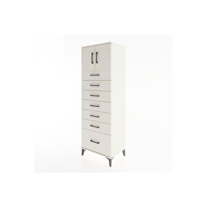 Hyperion Dolap Tek Raflı 7 Çekmeceli 2 Kapaklı 60x44x182 Aytaşı-aytaşı