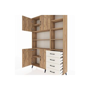 Arges Dolap 9 Raflı 4 Çekmeceli 4 Kapaklı 132x30x195 Çam-çam/aytaşı