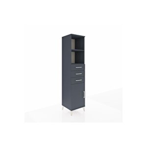 Hyperion Dolap 3 Raflı 3 Çekmeceli Tek Kapaklı 44x44x195 Antrasit-antrasit