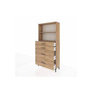 Arges Dolap 2 Raflı 4 Çekmeceli 88x30x182 Çam-çam