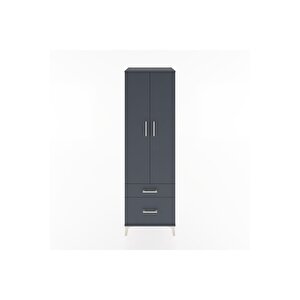 Hyperion Dolap 4 Raflı 2 Çekmeceli 2 Kapaklı 60x44x195 Antrasit-antrasit