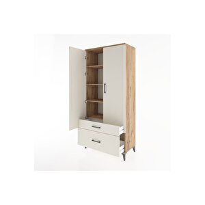 Hyperion Dolap 4 Raflı 2 Çekmeceli 2 Kapaklı 88x44x195 Çam-aytaşı