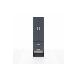 Arges Dolap 3 Raflı 3 Çekmeceli 2 Kapaklı 60x30x221 Antrasit-antrasit