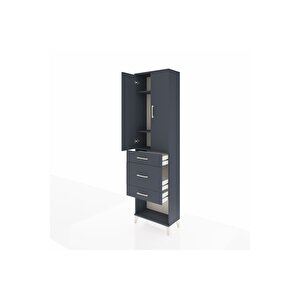 Arges Dolap 3 Raflı 3 Çekmeceli 2 Kapaklı 60x30x221 Antrasit-antrasit