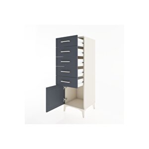 Hyperion Dolap 5 Çekmeceli Tek Kapaklı 44x44x134 Aytaşı-antrasit