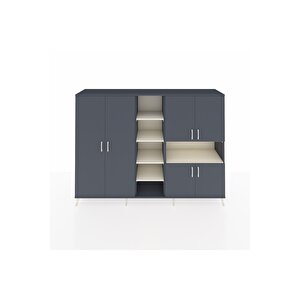 Hyperion Dolap 13 Raflı 6 Kapaklı 220x44x163 Antrasit-antrasit/aytaşı