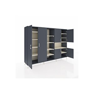 Hyperion Dolap 13 Raflı 6 Kapaklı 220x44x163 Antrasit-antrasit/aytaşı