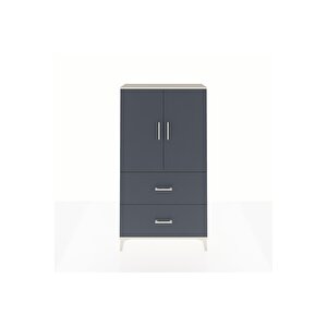 Arges Dolap Tek Raflı 2 Çekmeceli Tek Askılı 88x30x163 Aytaşı-antrasit