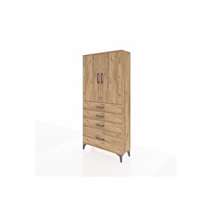 Arges Dolap 3 Raflı 4 Çekmeceli 2 Kapaklı 88x30x182 Çam-çam