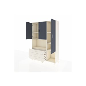 Hyperion Dolap 6 Raflı 3 Çekmeceli 3 Kapaklı 132x44x195 Aytaşı-antrasit/aytaşı