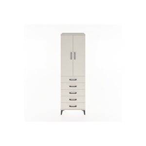 Hyperion Dolap Tek Raflı 5 Çekmeceli Tek Askılı 60x44x195 Aytaşı-aytaşı