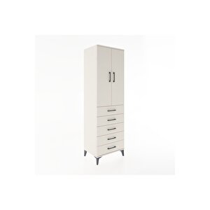 Hyperion Dolap Tek Raflı 5 Çekmeceli Tek Askılı 60x44x195 Aytaşı-aytaşı