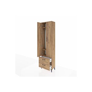 Arges Dolap 3 Raflı 2 Çekmeceli Tek Askılı 60x30x221 Çam-çam