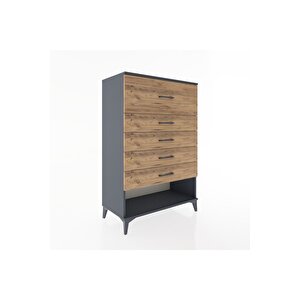 Hyperion Dolap 5 Çekmeceli 88x44x134 Antrasit-çam