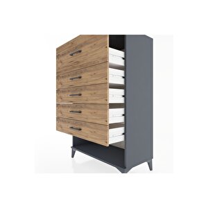 Hyperion Dolap 5 Çekmeceli 88x44x134 Antrasit-çam