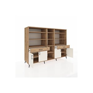 Kronos Dolap 12 Raflı 2 Çekmeceli 4 Kapaklı 220x59x163 Çam-aytaşı/çam