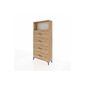 Arges Dolap 2 Raflı 4 Çekmeceli 88x30x182 Çam-çam