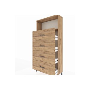 Arges Dolap 2 Raflı 4 Çekmeceli 88x30x182 Çam-çam