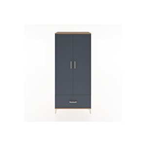 Hyperion Dolap 3 Raflı Tek Çekmeceli Tek Askılı 88x44x195 Çam-antrasit