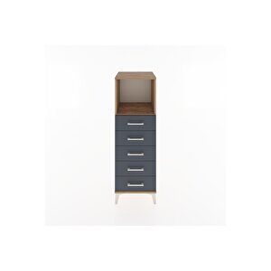 Hyperion Dolap Tek Raflı 5 Çekmeceli 44x44x134 Çam-antrasit
