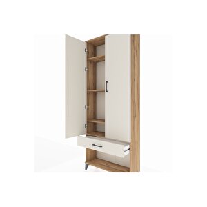Arges Dolap 4 Raflı Tek Çekmeceli 2 Kapaklı 88x30x221 Çam-aytaşı