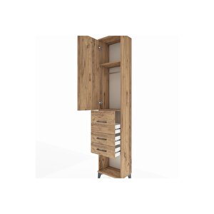 Arges Dolap 2 Raflı 3 Çekmeceli Tek Askılı 44x30x221 Çam-çam