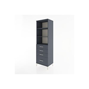 Hyperion Dolap 3 Raflı 4 Çekmeceli 60x44x195 Antrasit-antrasit