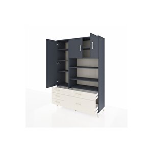 Hyperion Dolap 9 Raflı 5 Çekmeceli 3 Kapaklı 132x44x195 Antrasit-antrasit/aytaşı