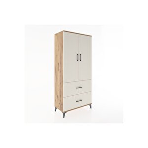 Hyperion Dolap 2 Raflı 2 Çekmeceli 2 Kapaklı 88x44x195 Çam-aytaşı