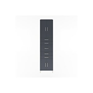 Hyperion Dolap 2 Raflı 5 Çekmeceli 4 Kapaklı 60x44x243 Antrasit-antrasit