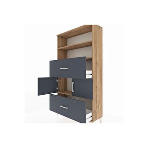 Arges Dolap 3 Raflı 2 Çekmeceli 2 Kapaklı 88x30x163 Çam-antrasit