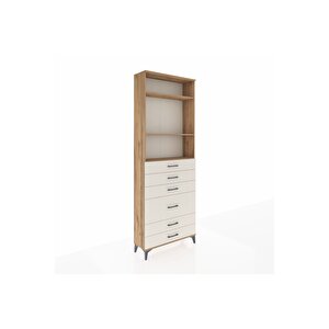 Arges Dolap 3 Raflı 6 Çekmeceli 2 Kapaklı 88x30x243 Çam-aytaşı