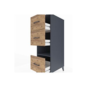 Kronos Dolap Tek Raflı 3 Çekmeceli 44x59x134 Antrasit-çam