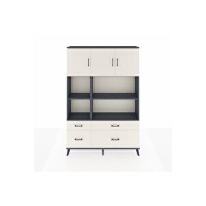 Arges Gardrop 8 Raflı 4 Çekmeceli 3 Kapaklı 132x30x195 Antrasit-aytaşı