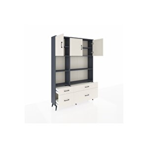 Arges Gardrop 8 Raflı 4 Çekmeceli 3 Kapaklı 132x30x195 Antrasit-aytaşı