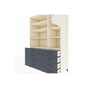 Kronos Dolap 8 Raflı 8 Çekmeceli Tek Kapaklı  132x59x195 Aytaşı-aytaşı/antrasit